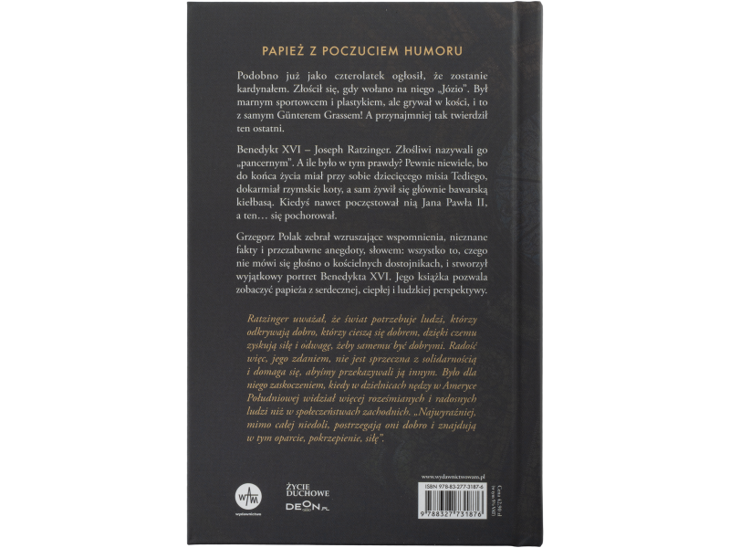 Zdjęcie tyłu okładki książki Nasz Benedykt czyli kwiatki Josepha Ratzingera