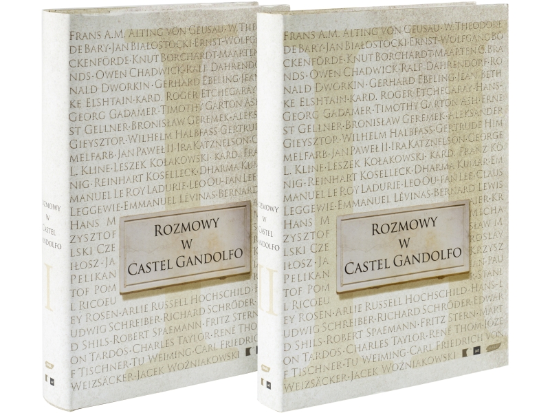 Photo of the front covers of the two volumes of the book Conversations at Castel Gandolfo
